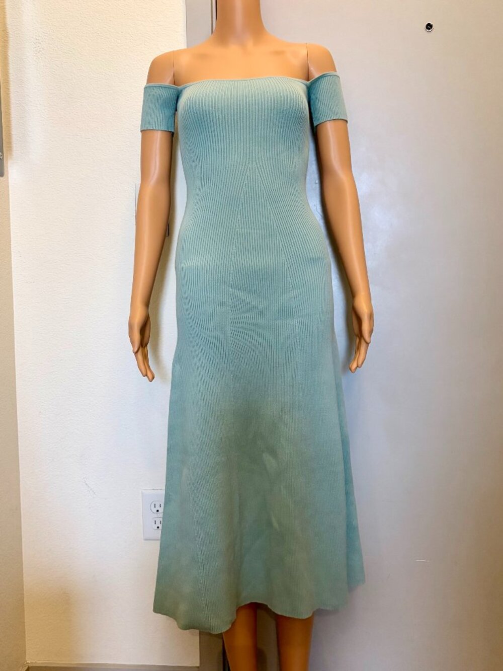Reformation Symone Cotton Sweater Dress Robin's Egg Blue XS